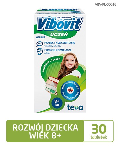 Vibovit Uczeń Witaminy + Żelazo 30 tabletek do ssania