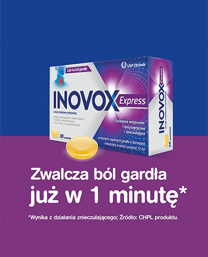 Inovox Express 2 mg + 0,6 mg + 1,2 mg smak miodowo-cytrynowy 36 pastylek