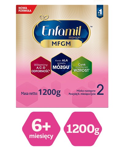 Enfamil 2 Premium MFGM mleko następne modyfikowane po 6 miesiącu 2x 1200 g [DWUPAK] 