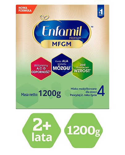 Enfamil 4 Premium MFGM mleko modyfikowane po 2 roku życia 2 x 1200 g [DWUPAK] + Szczoteczka do zębów dla niemowląt