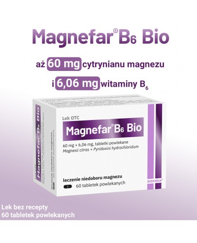 Magnefar B6 Bio 60 mg + 6,06 mg 50 tabletek