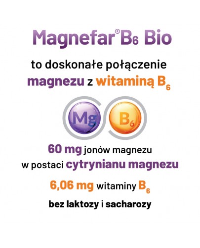 Magnefar B6 Bio 60 mg + 6,06 mg 50 tabletek