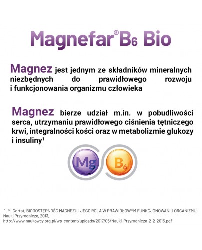 Magnefar B6 Bio 60 mg + 6,06 mg 50 tabletek