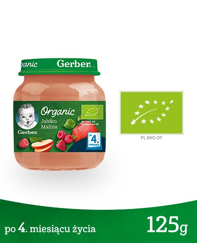 Nestlé Gerber Organic Jabłko malina po 4 miesiącu 125 g