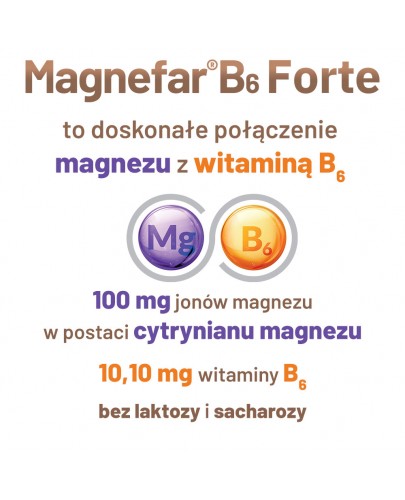 Magnefar B6 Forte 100 mg + 10,10 mg 60 tabletek