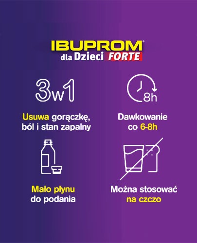 Ibuprom dla dzieci Forte 200mg/5ml zawiesina smak truskawkowy dla dzieci 3m+ 150 ml