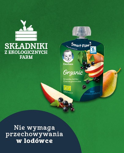 Nestlé Gerber Organic Gruszka Jabłko Czarna Porzeczka deserek owocowy dla dzieci 6m+ 90 g