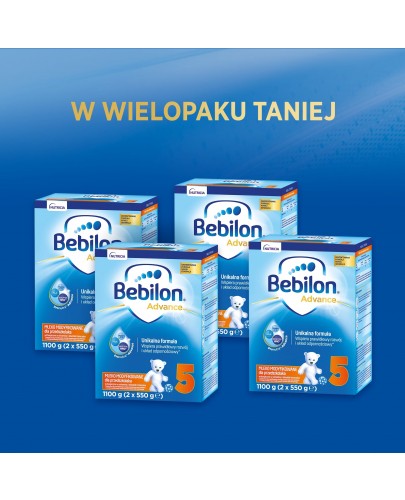 Bebilon 5 Pronutra Advance mleko modyfikowane powyżej 2,5 roku życia 6x 1100 g [SZEŚCIOPAK]  + kubek Skip Hop 266 ml