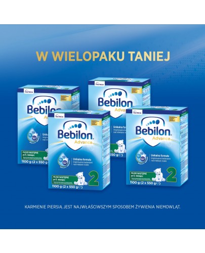 Bebilon 2 Pronutra Advance mleko modyfikowane po 6. miesiącu 6x 1100 g [SZEŚCIOPAK] + kubek Skip Hop 266 ml 