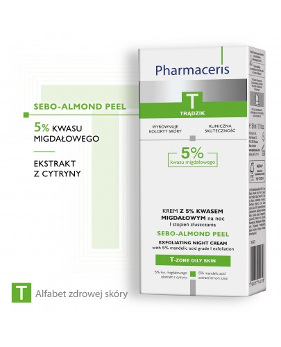 Pharmaceris T Sebo-Almond Peel krem z 5% kwasem migdałowym na noc 1 stopień złuszczania 50 ml
