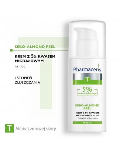 Pharmaceris T Sebo-Almond Peel krem z 5% kwasem migdałowym na noc 1 stopień złuszczania 50 ml [Kup 2 produkty z linii Pharmaceris T = Płyn micelarny Pharmaceris T 200 ml]