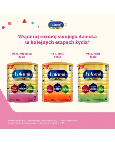 Enfamil 2 Premium MFGM mleko następne modyfikowane po 6 miesiącu 800 g