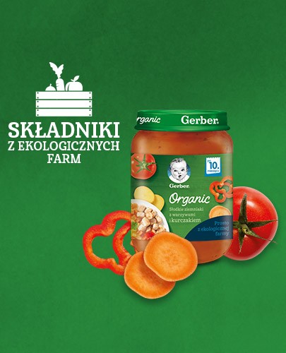 Nestlé Gerber Organic słodkie ziemniaki z warzywami i kurczakiem po 10 miesiącu 190 g