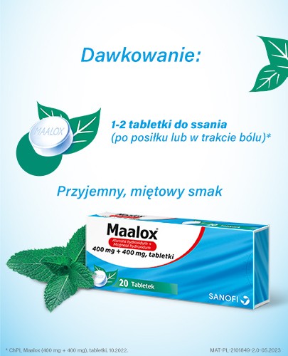 Maalox 400 mg+400 mg 20 tabletek