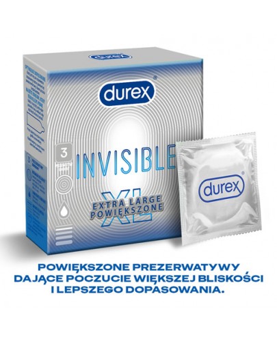 Durex Invisible XL prezerwatywy powiększone 3 sztuki