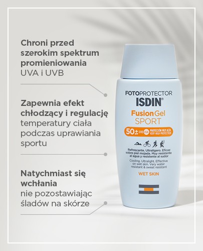 Fotoprotector Isdin Fusion Gel Sport żel przeciwsłoneczny dla sportowców 100 ml