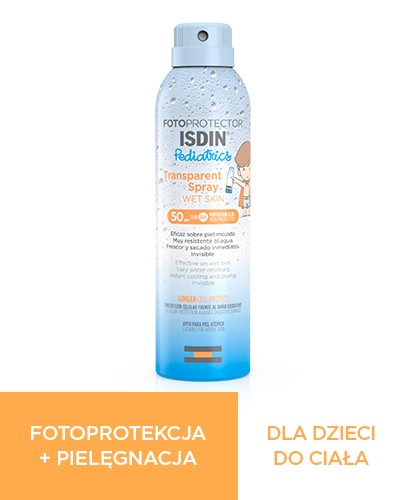 Fotoprotector Isdin Pediatrics przezroczysty spray ochronny dla dzieci SPF50 250 ml