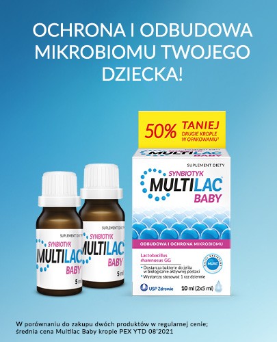 Multilac Baby Synbiotyk probiotyk + prebiotyk krople 2 x 5 ml [+ kolorowanka Multilac]