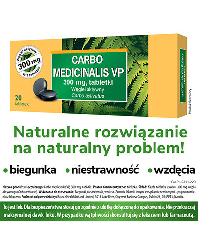 Carbo Medicinalis Vp 300 mg węgiel aktywny 20 tabletek