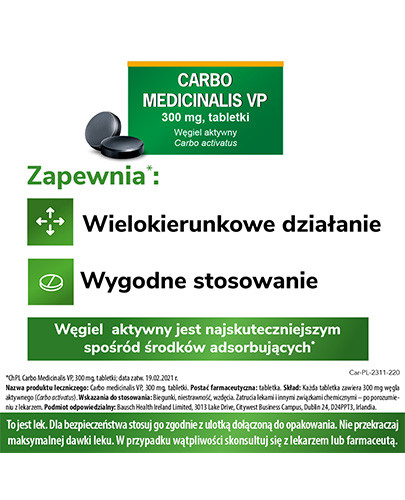 Carbo Medicinalis Vp 300 mg węgiel aktywny 20 tabletek