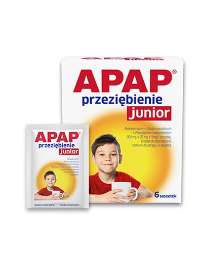 Apap Przeziębienie Junior 300 mg + 20 mg + 5 mg 6 saszetek