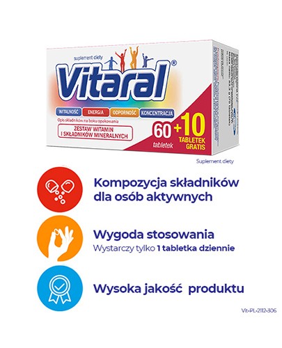 Vitaral zestaw witamin i minerałów 70 tabletek