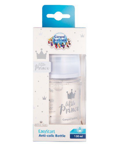 Canpol Babies EasyStart Royal Baby butelka szeroka antykolkowa niebieska 120 ml [35/233_blu]