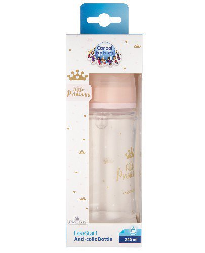 Canpol Babies EasyStart Royal Baby butelka szeroka antykolkowa różowa 240 ml [35/234_pin]