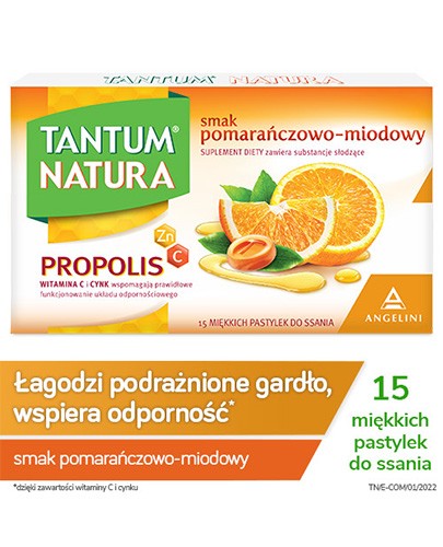 Tantum Natura smak pomarańczowo-miodowy 15 pastylek