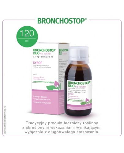 Bronchostop Duo (0,12g + 0,83g)/15ml na kaszel syrop 120 ml