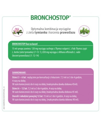 Bronchostop Duo (0,12g + 0,83g)/15ml na kaszel syrop 120 ml