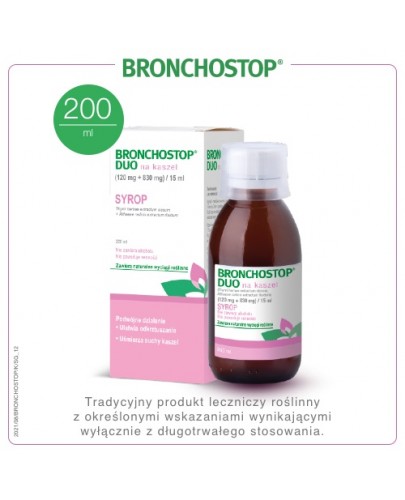 Bronchostop Duo (0,12g + 0,83g)/15ml na kaszel syrop 200 ml