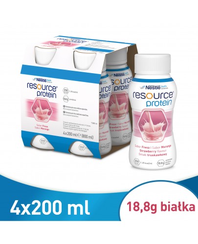 Resource Protein preparat odżywczy w płynie smak truskawkowy 4x 200 ml