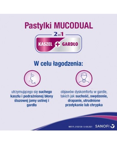 Mucodual Action Spray 2w1 na kaszel i ból gardła w formie sprayu 20 ml [Data ważności 31-08-2022] [Krótka data - 2022-08-31]