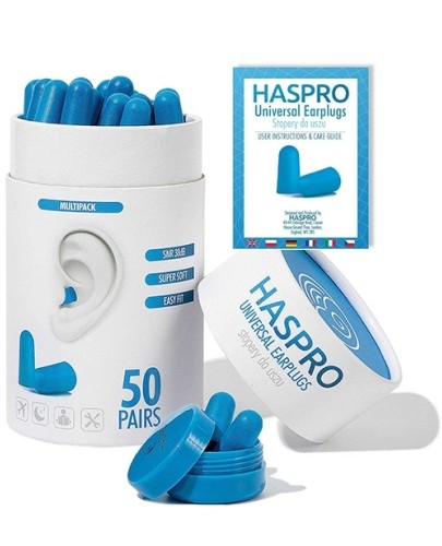 Stopery do uszu jednorazowe Haspro Tube50 niebieskie 50 par