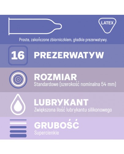 Durex Invisible prezerwatywy dodatkowo nawilżane 16 sztuk