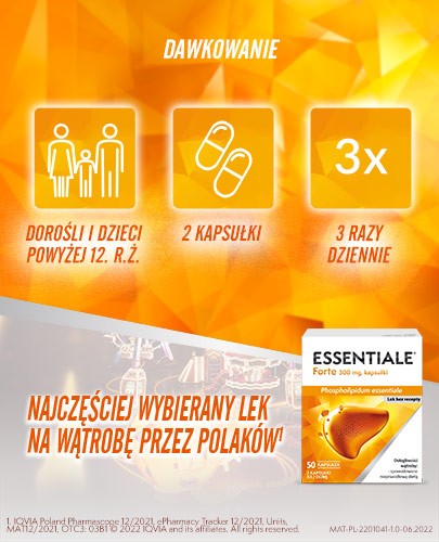 Essentiale Forte Na wątrobę 300 mg 50 kapsułek