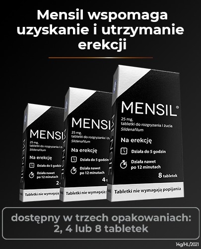 Mensil 25mg (Sildenafil) lek na erekcję 8 tabletki do żucia