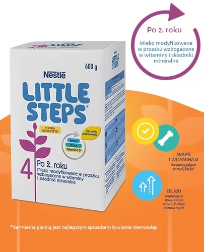 Nestle Little Steps 4 Mleko w proszku o smaku waniliowym wzbogacone w żelazo, wapń i witaminę C po 2 roku życia 600 g