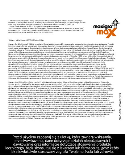 Maxigra Max 50 mg (Sildenafil) na zaburzenia erekcji 2 tabletki