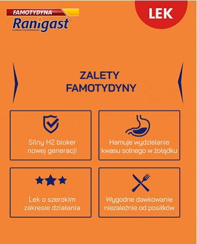 Famotydyna Ranigast 20 mg 20 tabletek powlekanych