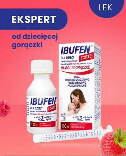 Ibufen dla dzieci Forte 200mg/5ml zawiesina o smaku truskawkowym dla dzieci 3m+ 100 ml