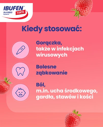 Ibufen dla dzieci Forte 200mg/5ml zawiesina o smaku truskawkowym dla dzieci 3m+ 100 ml