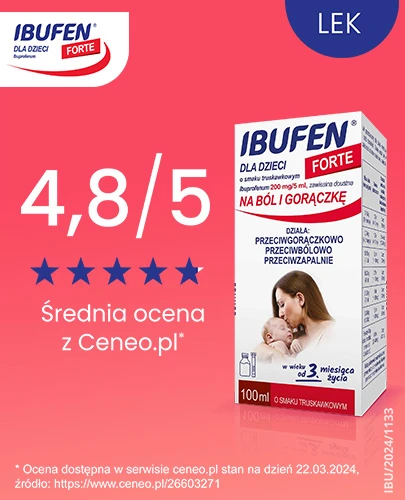 Ibufen dla dzieci Forte 200mg/5ml zawiesina o smaku truskawkowym dla dzieci 3m+ 100 ml