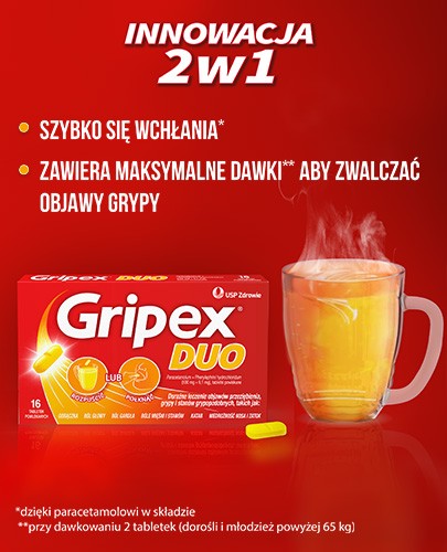 Gripex Duo 500 mg + 6,1 mg 16 tabletek