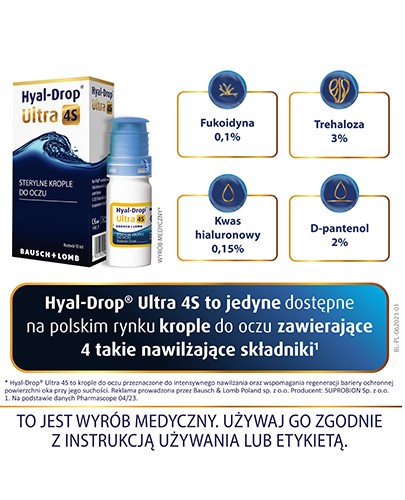 Hyal-Drop Ultra 4S intensywnie nawilżające krople do oczu 10 ml