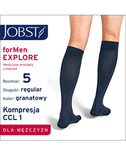 Jobst ForMen Explore podkolanówki uciskowe dla mężczyzn CCL1 granatowe rozmiar 5 1 para