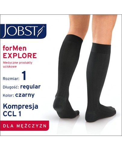 Jobst ForMen Explore podkolanówki uciskowe dla mężczyzn CCL1 czarne rozmiar 1 1 para