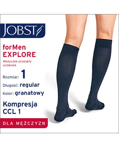 Jobst ForMen Explore podkolanówki uciskowe dla mężczyzn CCL1 granatowe rozmiar 1 1 para