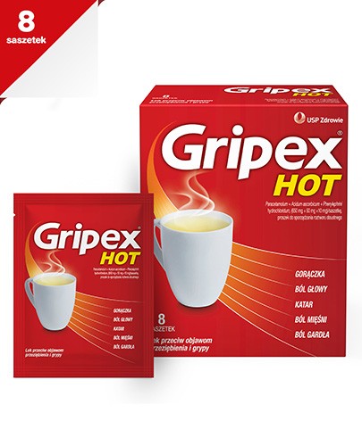 Gripex Hot 650 mg + 50 mg + 10 mg 8 saszetek